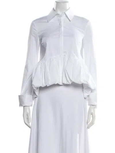 Pre-owned Caroline Constas Long Sleeve Blouse W/ Tags In White