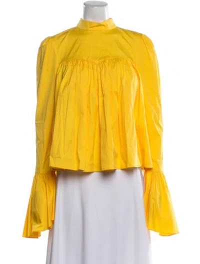 Pre-owned Caroline Constas Long Sleeve Blouse W/ Tags In Yellow