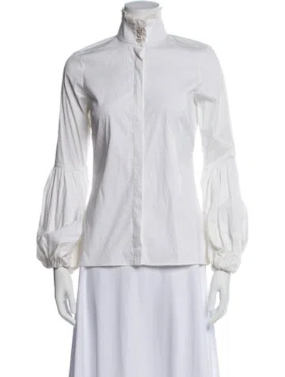 Pre-owned Caroline Constas Long Sleeve Blouse In White