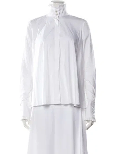 Pre-owned Caroline Constas Long Sleeve Blouse In White