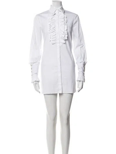 Pre-owned Caroline Constas Long Sleeve Blouse In White