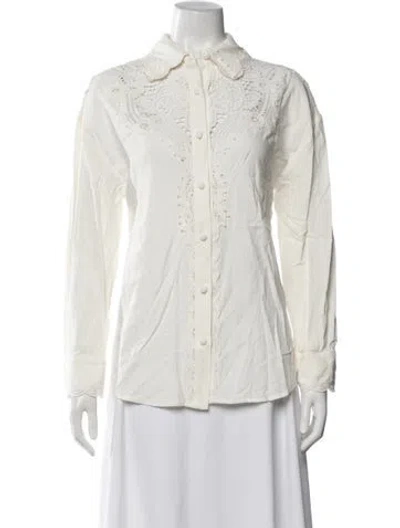 Pre-owned Caroline Constas Long Sleeve Blouse In White