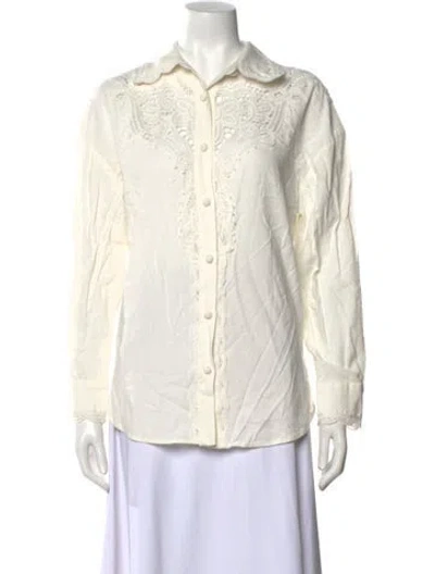 Pre-owned Caroline Constas Long Sleeve Button-up Top W/ Tags In Neutral