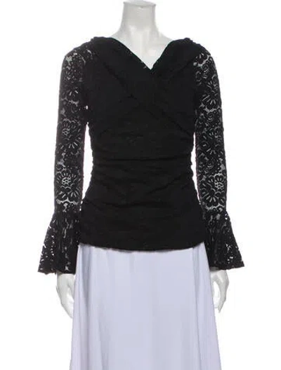 Pre-owned Caroline Constas Long Sleeve Top In Black