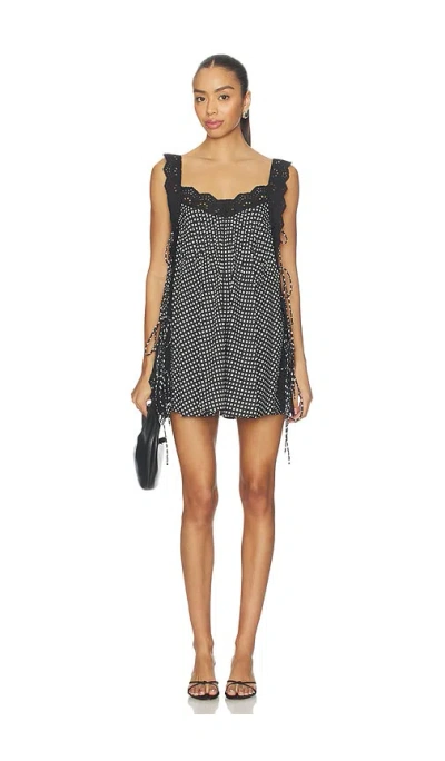 Caroline Constas Lucilla Eyelet Mini Dress In Black & White Gingham