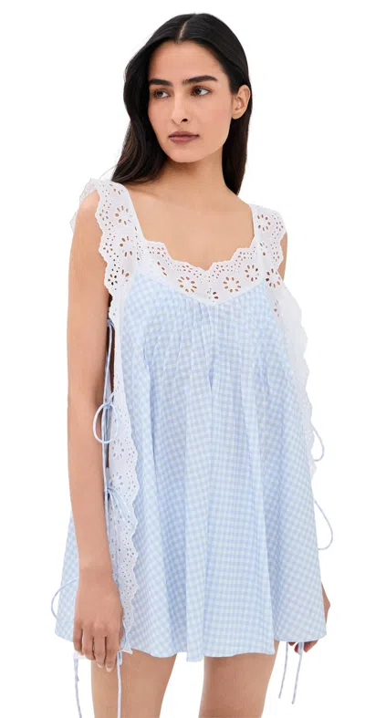 Caroline Constas Lucilla Eyelet Trimmed Dress Periwinkle In Blue