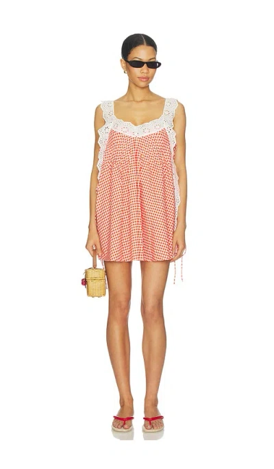 Caroline Constas Lucilla Eyelet Trimmed Open Back Mini Dress In Red