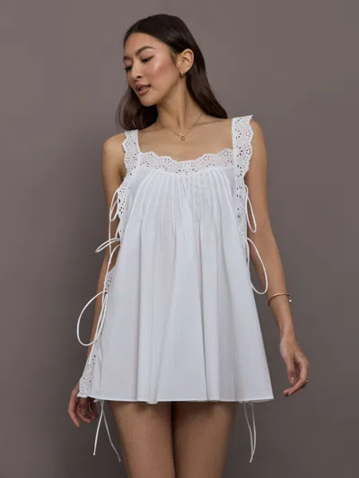 Caroline Constas Lucilla Eyelet Trimmed Open Back Mini Dress In White