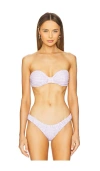 Caroline Constas Maria Bikini Top In Mauve & Ivory Gingham