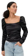 Caroline Constas Maxi Long Sleeve Top Black In Black