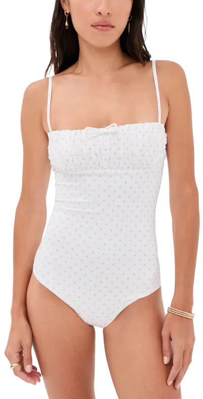 Caroline Constas Melody One Piece White Pink Cherub