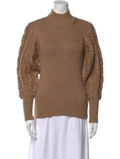 Pre-owned Caroline Constas Merino Wool Mock Neck Sweater In Brown