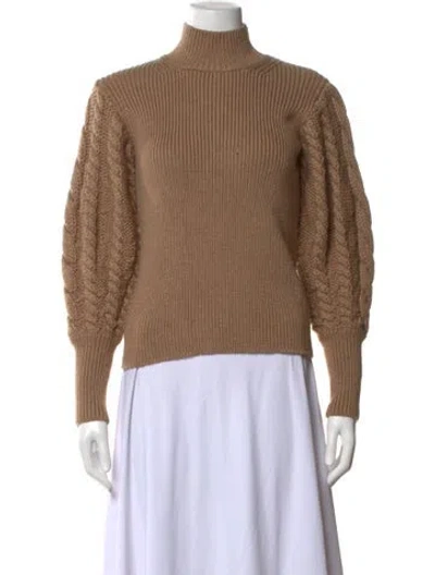 Pre-owned Caroline Constas Merino Wool Turtleneck Sweater In Brown