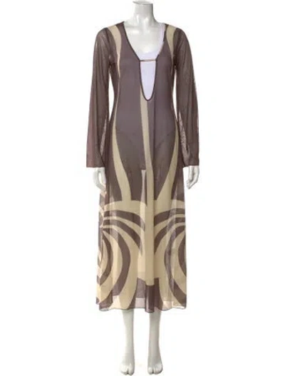 Pre-owned Caroline Constas Mesh Long Dress W/ Tags In Brown