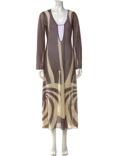 Pre-owned Caroline Constas Mesh Long Dress W/ Tags In Brown