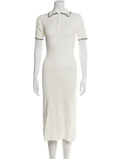 Pre-owned Caroline Constas Midi Length Dress In White