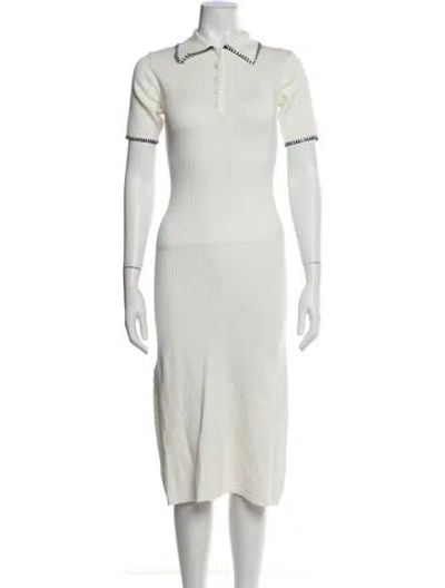 Pre-owned Caroline Constas Midi Length Dress In White