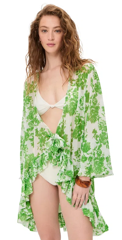 Caroline Constas Mini Charlize Cover Up White Green In Multi