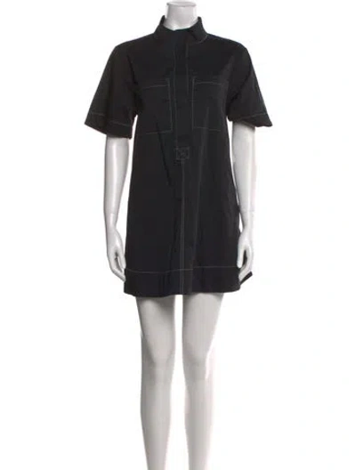 Pre-owned Caroline Constas Mock Neck Mini Dress In Black