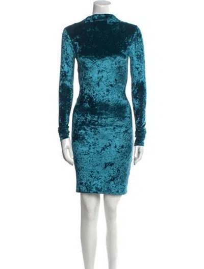 Pre-owned Caroline Constas Mock Neck Mini Dress In Blue