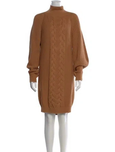 Pre-owned Caroline Constas Mock Neck Mini Dress In Brown