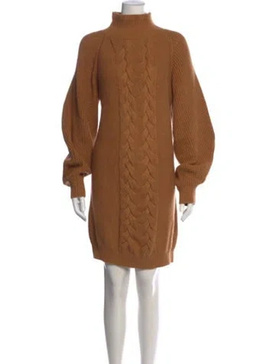 Pre-owned Caroline Constas Mock Neck Mini Dress In Brown