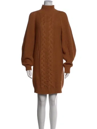 Pre-owned Caroline Constas Mock Neck Mini Dress In Brown