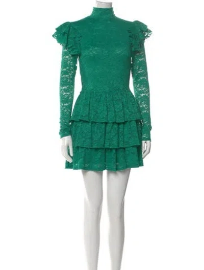 Pre-owned Caroline Constas Mock Neck Mini Dress W/ Tags In Green