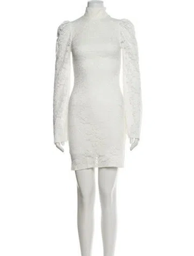 Pre-owned Caroline Constas Mock Neck Mini Dress In White
