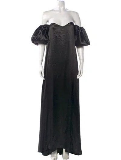 Pre-owned Caroline Constas Off-the-shoulder Long Dress In Black