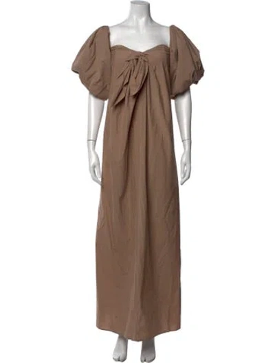 Pre-owned Caroline Constas Off-the-shoulder Long Dress In Brown