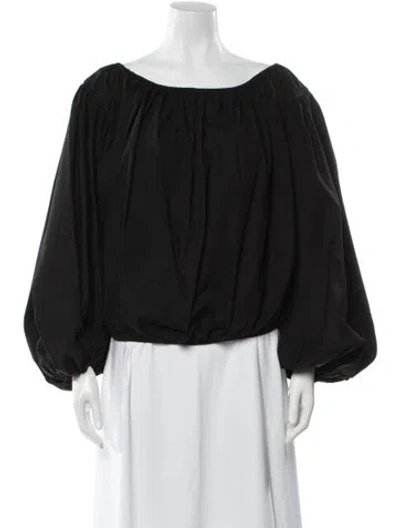 Pre-owned Caroline Constas Off-the-shoulder Long Sleeve Blouse In Black