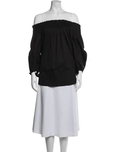 Pre-owned Caroline Constas Off-the-shoulder Long Sleeve Blouse In Black