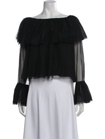 Pre-owned Caroline Constas Off-the-shoulder Long Sleeve Blouse In Black