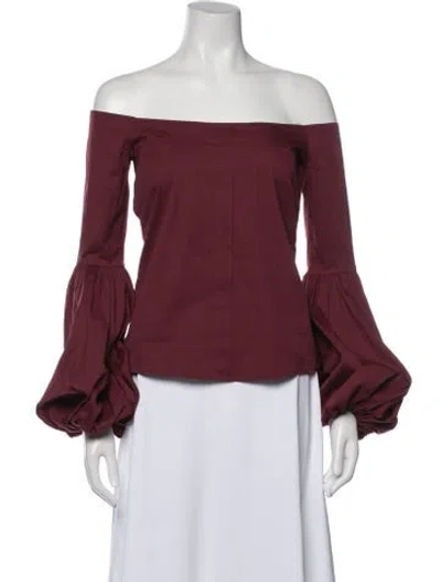 Pre-owned Caroline Constas Off-the-shoulder Long Sleeve Blouse In Burgundy