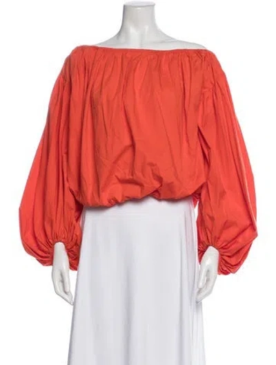 Pre-owned Caroline Constas Off-the-shoulder Long Sleeve Blouse In Orange
