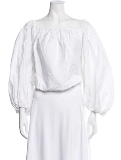 Pre-owned Caroline Constas Off-the-shoulder Long Sleeve Top In White