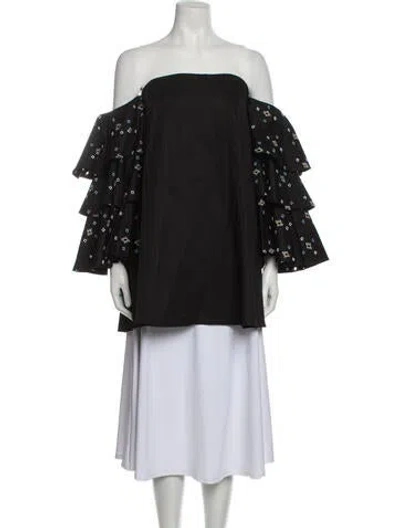 Pre-owned Caroline Constas Off-the-shoulder Long Sleeve Tunic In Black
