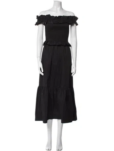 Pre-owned Caroline Constas Off-the-shoulder Midi Length Dress W/ Tags In Black