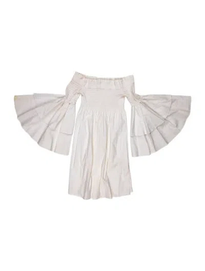 Pre-owned Caroline Constas Off-the-shoulder Midi Length Dress In White