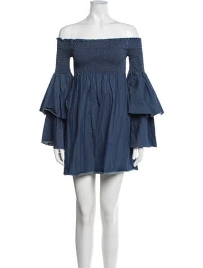Pre-owned Caroline Constas Off-the-shoulder Mini Dress In Blue