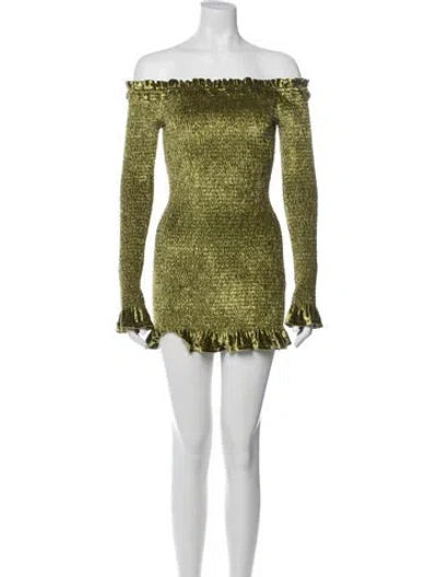 Pre-owned Caroline Constas Off-the-shoulder Mini Dress W/ Tags In Green
