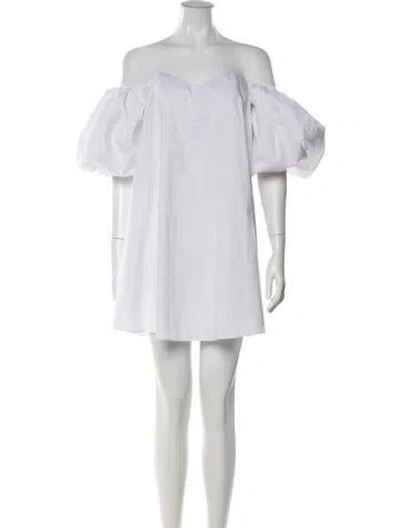 Pre-owned Caroline Constas Off-the-shoulder Mini Dress In White