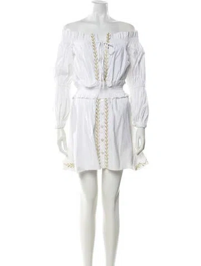 Pre-owned Caroline Constas Off-the-shoulder Mini Dress In White
