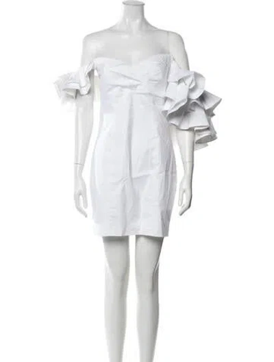 Pre-owned Caroline Constas Off-the-shoulder Mini Dress In White