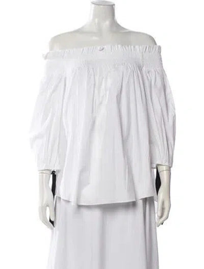 Pre-owned Caroline Constas Off-the-shoulder Three-quarter Sleeve Blouse W/ Tags In White