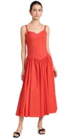Caroline Constas Orella Scoop Back Midi Dress Madder Red In Madder Red