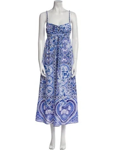 Pre-owned Caroline Constas Paisley Print Long Dress In Blue