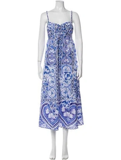Pre-owned Caroline Constas Paisley Print Long Dress In Blue