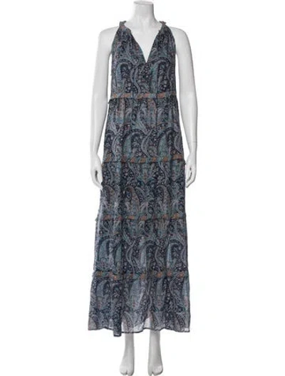 Pre-owned Caroline Constas Paisley Print Long Dress In Blue